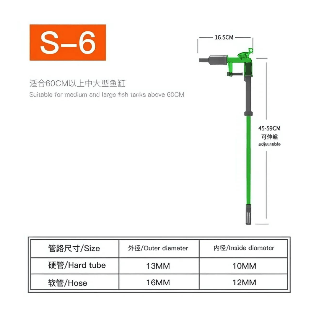 Qanvee S6 Water Changing Siphon With Tank Holding Knob