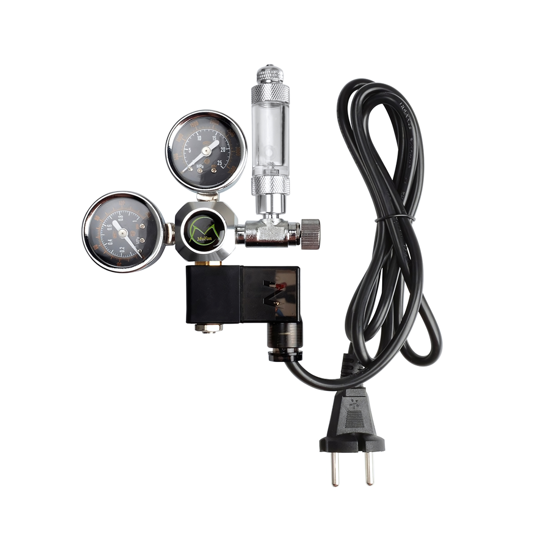 CO2 Mufan Dual Gauge Regulator With Solenoid & Bubble Counter