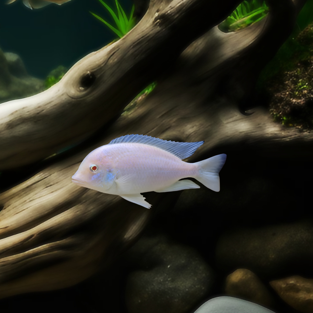 Malawi Haps Cichlid Albino Blue Dolphin (Size 2"to 2.5") | Single